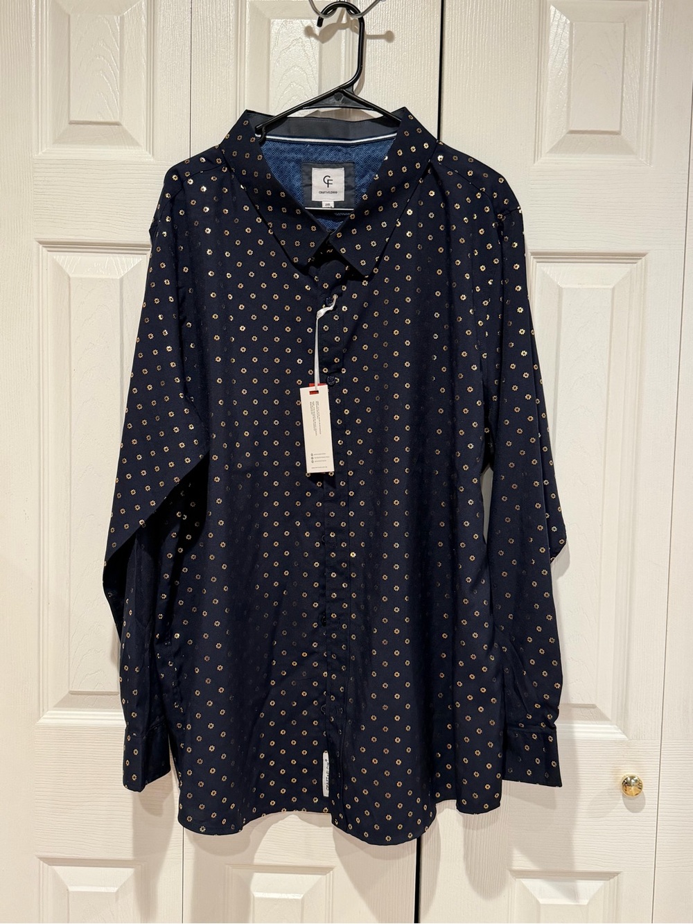 CF Navy Floral-Print Men's Dress Shirt